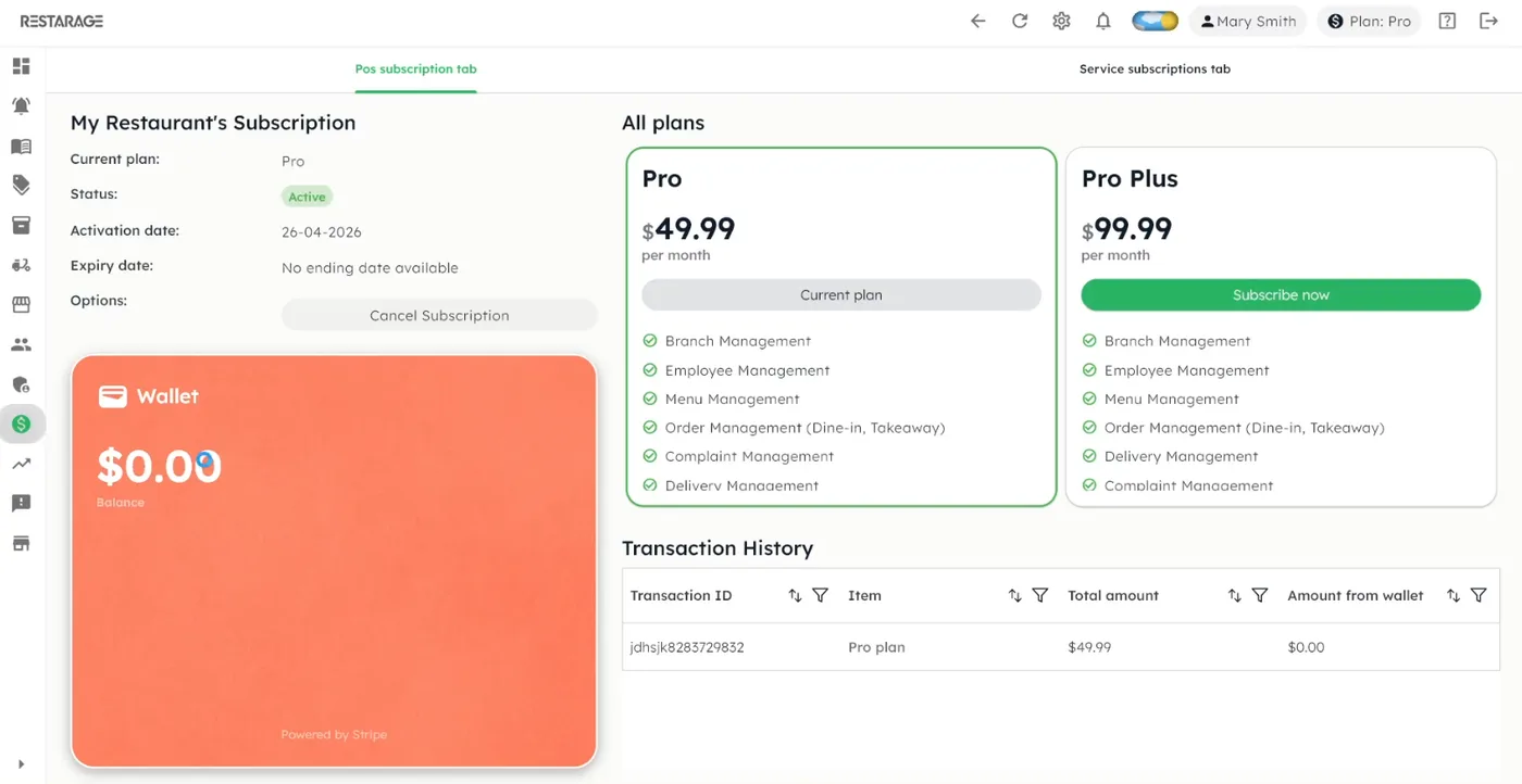 Subscription and wallet billing